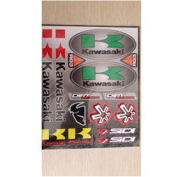 Наліпка МОТО "Kawasaki" (26x22) середнє сріблясте тло