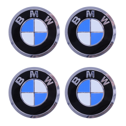 Наклейка на ковпаки BMW (90мм) чорна-синя (4шт)