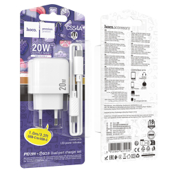 Адаптер 220v (USB/Type-C) HOCO CS54A+кабель TypeC-TypeC