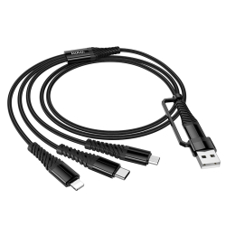 Кабель USB 6в1: HOCO X123  lighting-microUSB-Type-C 1m Black