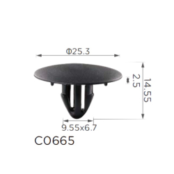 Кліпси C0665 обшивки капота / тепло-шумоізоляція Toyota 90467-09050 90467-09118 (уп.100шт)