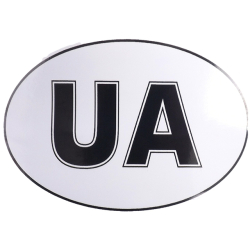 Наліпка "UA" овал чорно/біла - (10см) (уп.10шт)