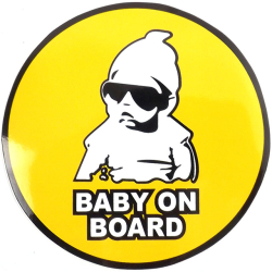 Наліпка Попереджувальна "Дитина в авто" "Baby on board" жовтий фон 12см