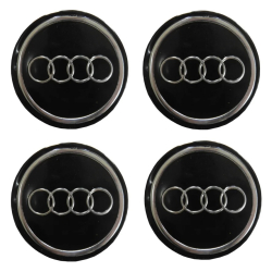 Наклейка на ковпаки Audi (90мм) чорна (4шт)