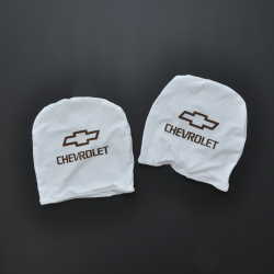 Чохол підголівників CHEVROLET білий-чорний логотип