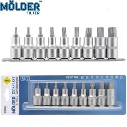 Набір головок з бітою зірка  9од.TORX 1/2" 55мм T20-Т700 "Molder" (МТ68009) (5шт/уп)