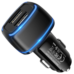 АЗП 12/24V 2USB YY-XL 3,1A Quick Cgarge 3.0 (Led підсвідка) Чорна
