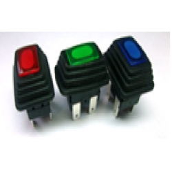 Клавіша №142 Герметична синя прямокутна On\Off 6к-т 12V LED Підсвічування