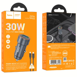 АЗП Hoco Z57А (PD30W+QC3.0(1USB/1Type-C)+Type-C-Lightning(12pc)сірий АЗП Hoco Z57А (PD30W+QC3.0(1USB/1Type-C)+Type-C-Lightning(12pc)сірий