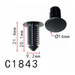 Кліпси C1843 бампер/крило RENAULT, PEUGEOT (7703077356, 7703077153, 10636) (уп.100шт)