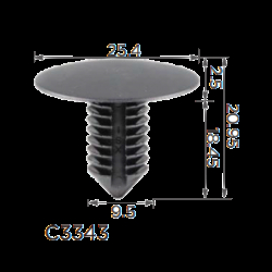Кліпси C3343 обшивки/теплозахист/салон/сидіння GM 24501057 (уп.100шт)