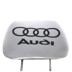 Чохол підголівників AUDI білий-чорний логотип