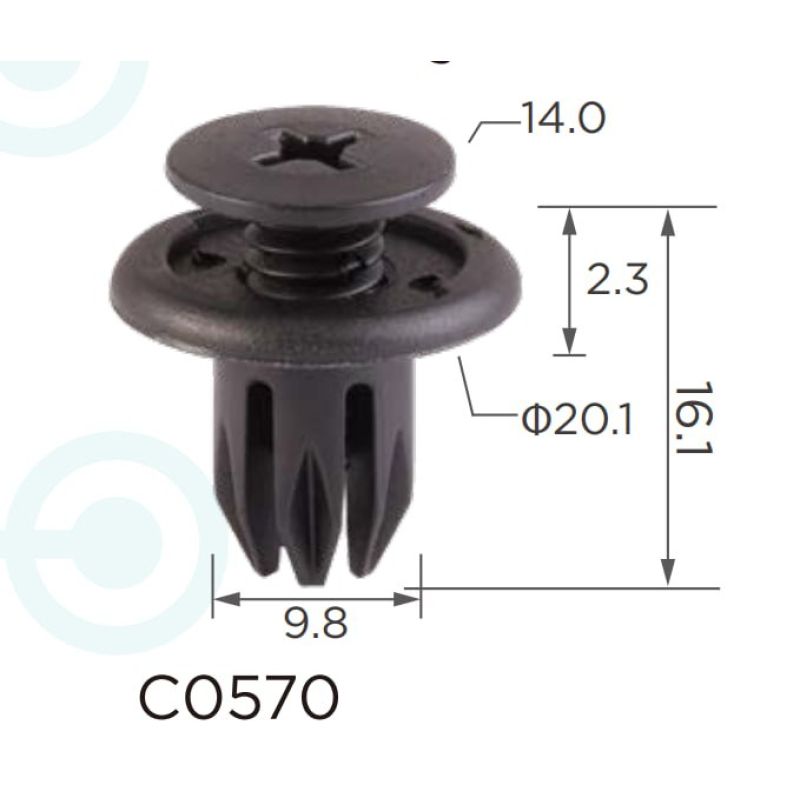 Кліпси C0570 розпірні ACURA, SUBARU, CHEVROLET, BMW,DAEWOO,HONDA 0003, 91503-SP0-003) (уп.100шт)