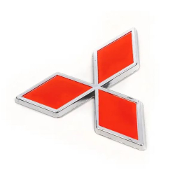 Емблема "Mitsubishi" 100х90мм\пластик\червона\скотч