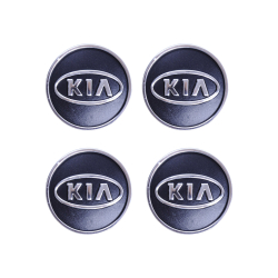 Ковпачки на титани "Kia" (60/55мм) чорний/хром. пластик об'ємний логотип (4шт)