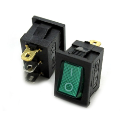 Клавіша №110 зелена мала 3кт. On\Off 12V