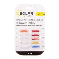 Запобіжники циліндричні від 5-25А (10шт) "Solar" AF-310