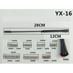 Антенний наконечник (витий) 5мм YX-16 адаптери M6-M6; M5-M6: M4-M5 (довжина 28см,12см)