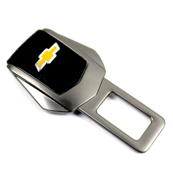 Заглушка ременя безпеки метал "Chevrolet" (1шт) цинк.сплав + шкіра (тип №2) ГРАФІТ