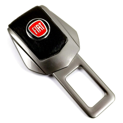 Заглушка ременя безпеки метал "Fiat" (1шт) цинк.сплав + шкіра (тип №2) ГРАФІТ