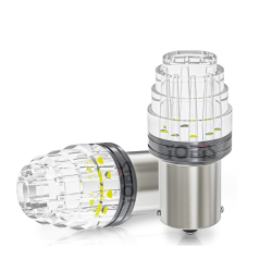 Світлодіод 12V Т25/5 Білий 9SMD-3030 лінза конусная №44