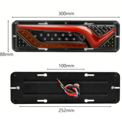 Задній ліхтар Прямокутний 24V (300*90*20мм) LED-40 (DQTL-96 Mini) з ПРОВОДОМ (2шт/уп)