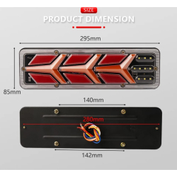 Задній ліхтар Прямокутний 12V (300*90*20мм) LED-10 (Ламборджіні міні) з ПРОВОДОМ (2шт/уп)