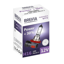 Лампа 12V_H16 19W + 30% "Brevia" (1шт) (12016PC) (10шт/уп)