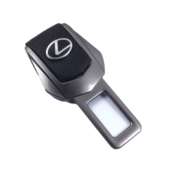 Заглушка ременя безпеки метал "Lexus" (1шт) цинк.сплав + шкіра (тип №2) ГРАФІТ