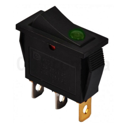 Клавіша №134 зелене вічко вузька довга 2полож. On\Off 12V