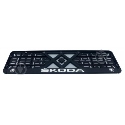 Рамка номера Skoda "защіпка" 3D напис Хромований (Поліпроп./гнучкий морозостійкий)