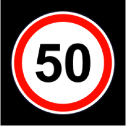 Наліпка Попереджувальна "50" (Д-16см) Обмеження швидкості ч/б (уп.10шт)