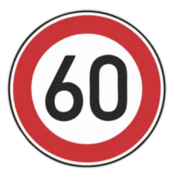 Наліпка Попереджувальна "60" (Д-16см) Обмеження швидкості ч/б (уп.10шт)