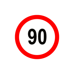 Наліпка Попереджувальна "90" (Д-14см) Обмеження швидкості ч/б (уп.10шт)