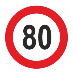 Наліпка Попереджувальна "80" (Д-16см) Обмеження швидкості ч/б (уп.10шт)