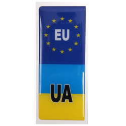 Наліпка "UA+EU" "Прапор України+Прапор ЄС" для номер.знаку - Силіконова (4х10см)