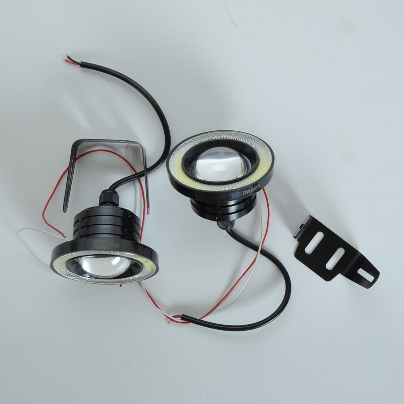 Протитуманні LED Фари Лінза з ДХО D=64мм 12V/2*2,5W 7000K/COB (2шт) (M-609)